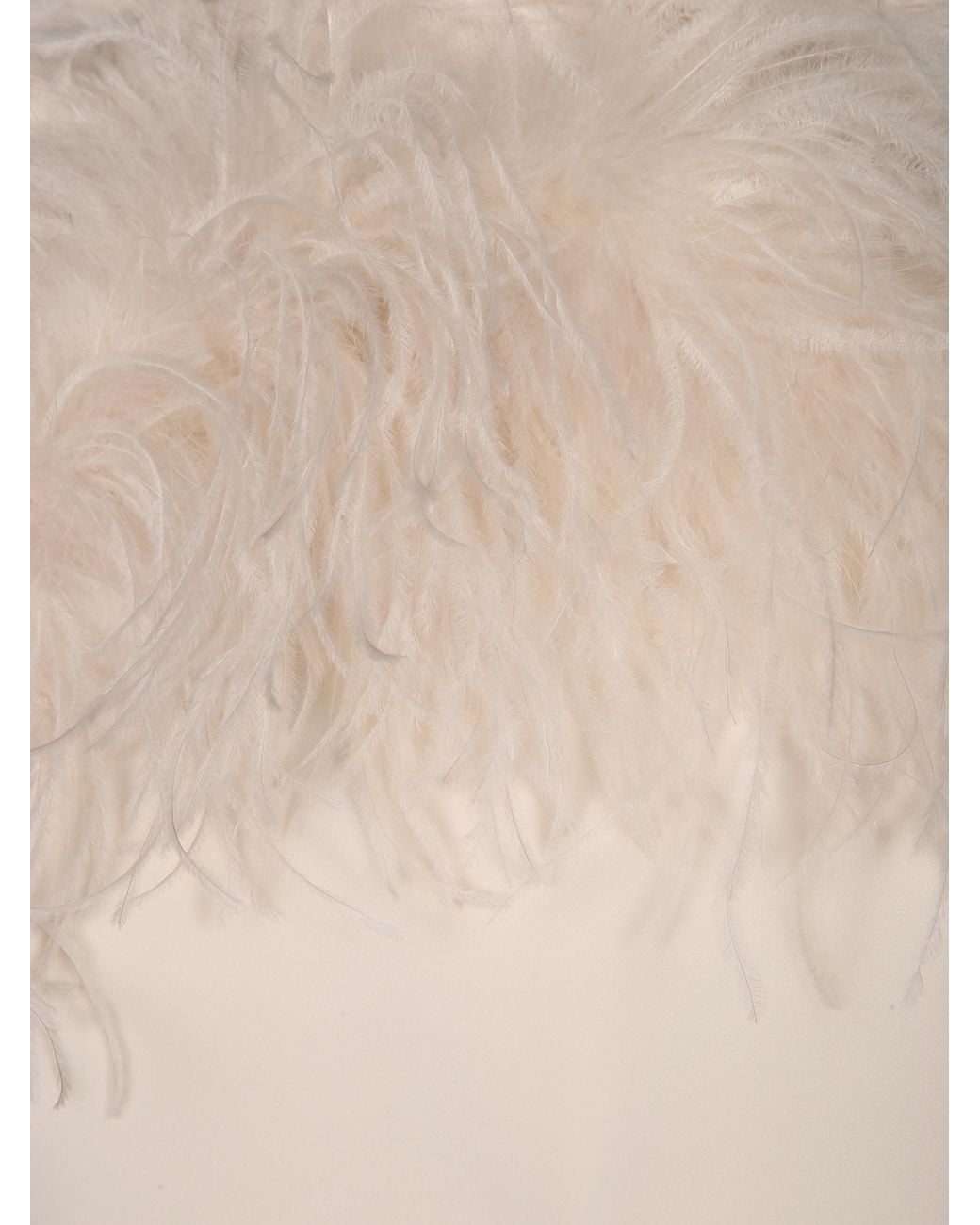P.A.R.O.S.H. White Feather-Trim Cold-Shoulder Mini Dress