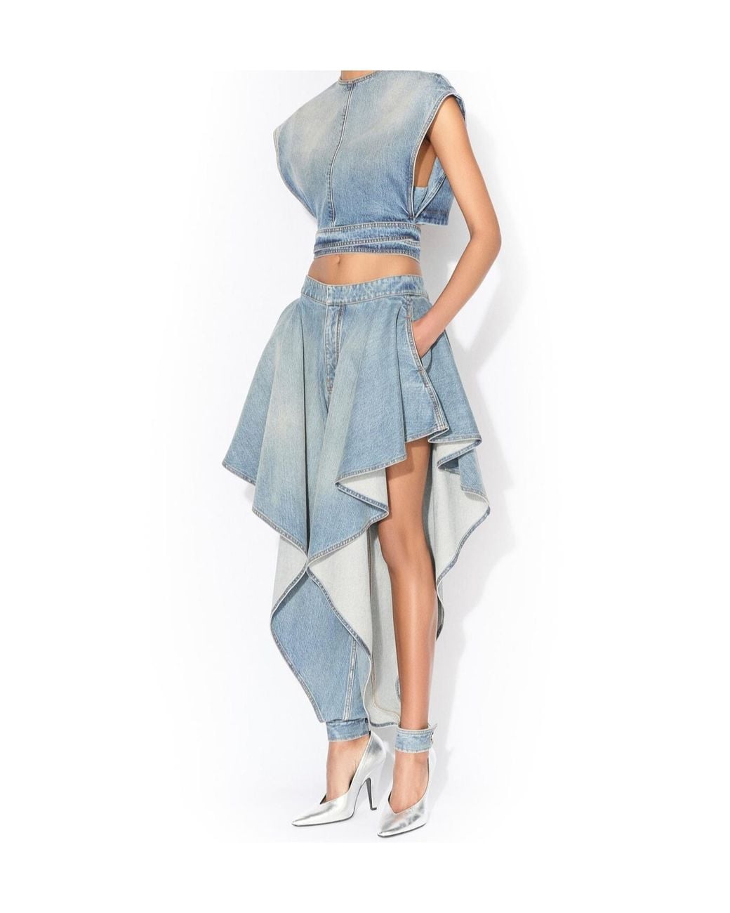 Alaïa Blue Denim Top With Belt