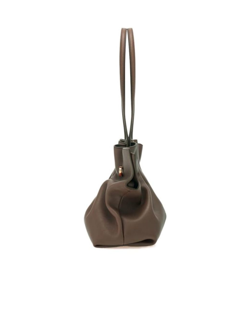 Ferragamo Brown Ferragamo Medium Soft Double-Gancini Gathered Shoulder Bag