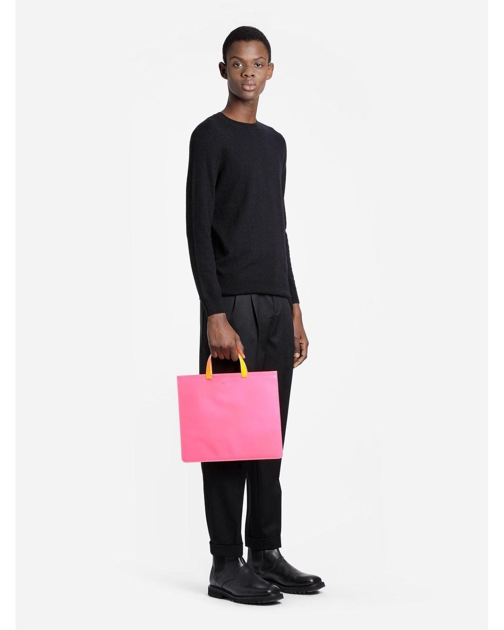 Comme des Garçons Pink Comme Des Garçons Wallet Logo Tote Bag for men