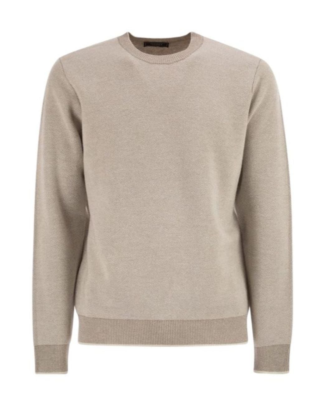 Peserico Natural Ribbed-Trim Sweater for men