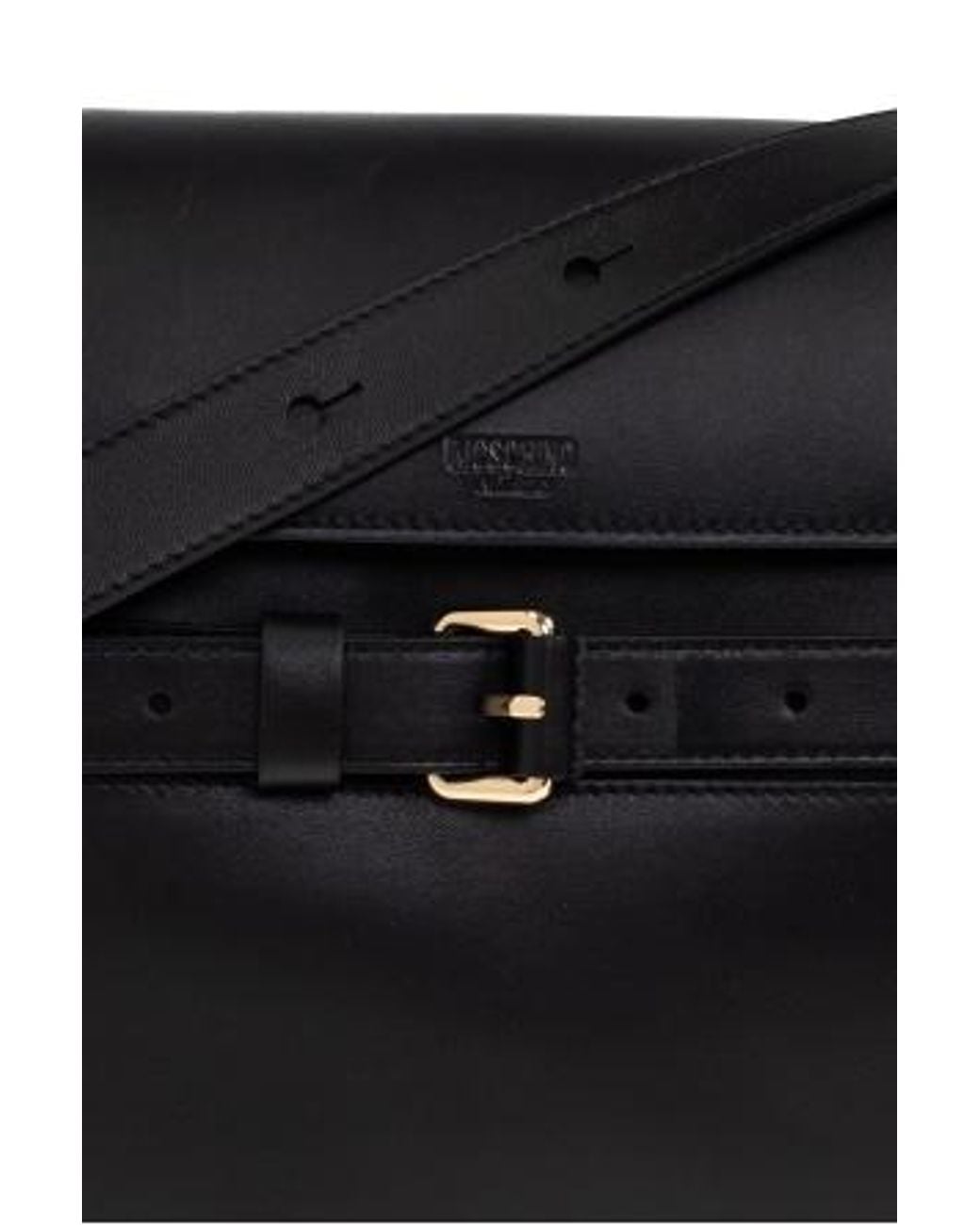 Moschino Black Logo Embossed Tie Me Shoulder Bag for men