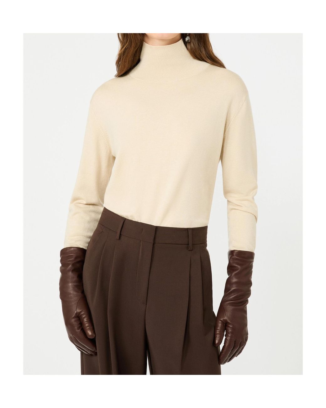 Weekend by Maxmara Natural Wool And Silk Knit Turtleneck