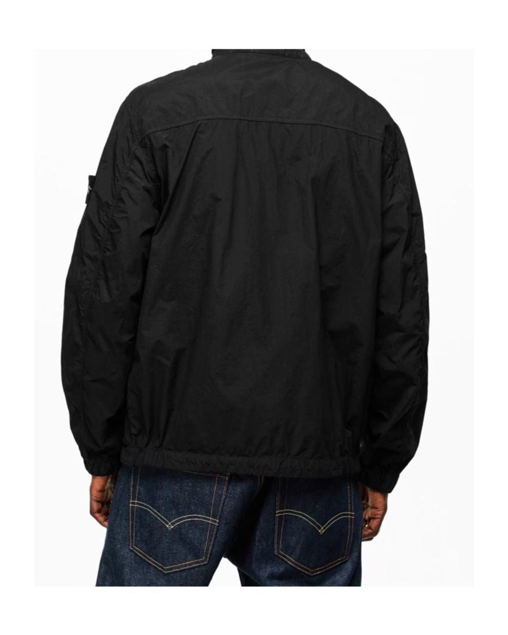 Stone Island Black Logo-Stamped Casual Jacket for men