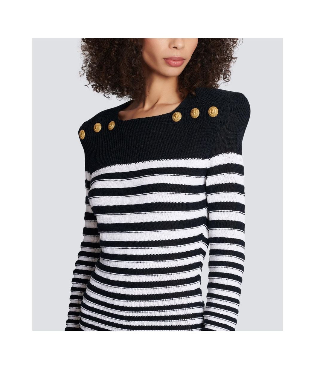 Balmain Black Striped Button-Detailed Mini Dress