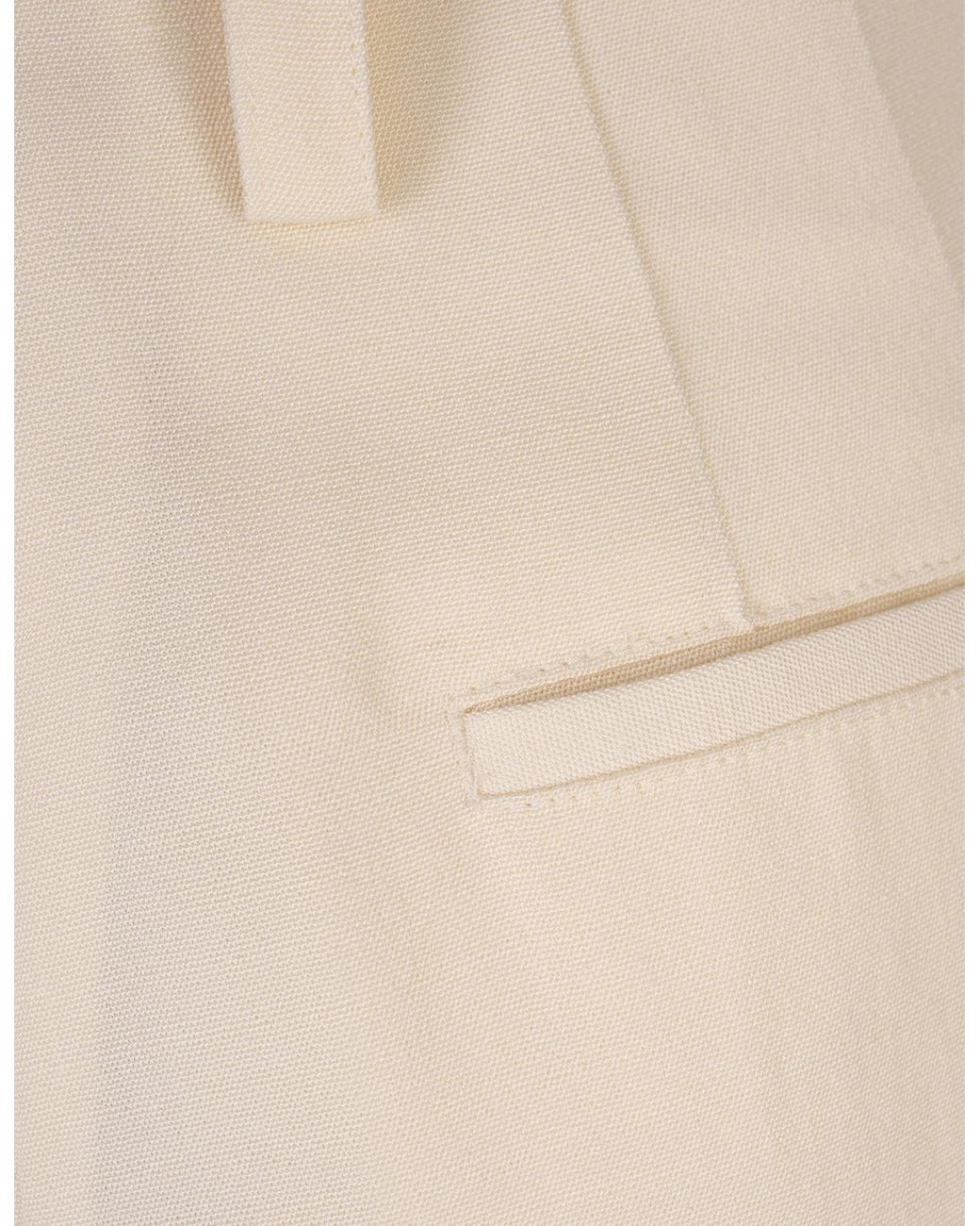 Jil Sander Natural Pleated Wide-Leg Trousers