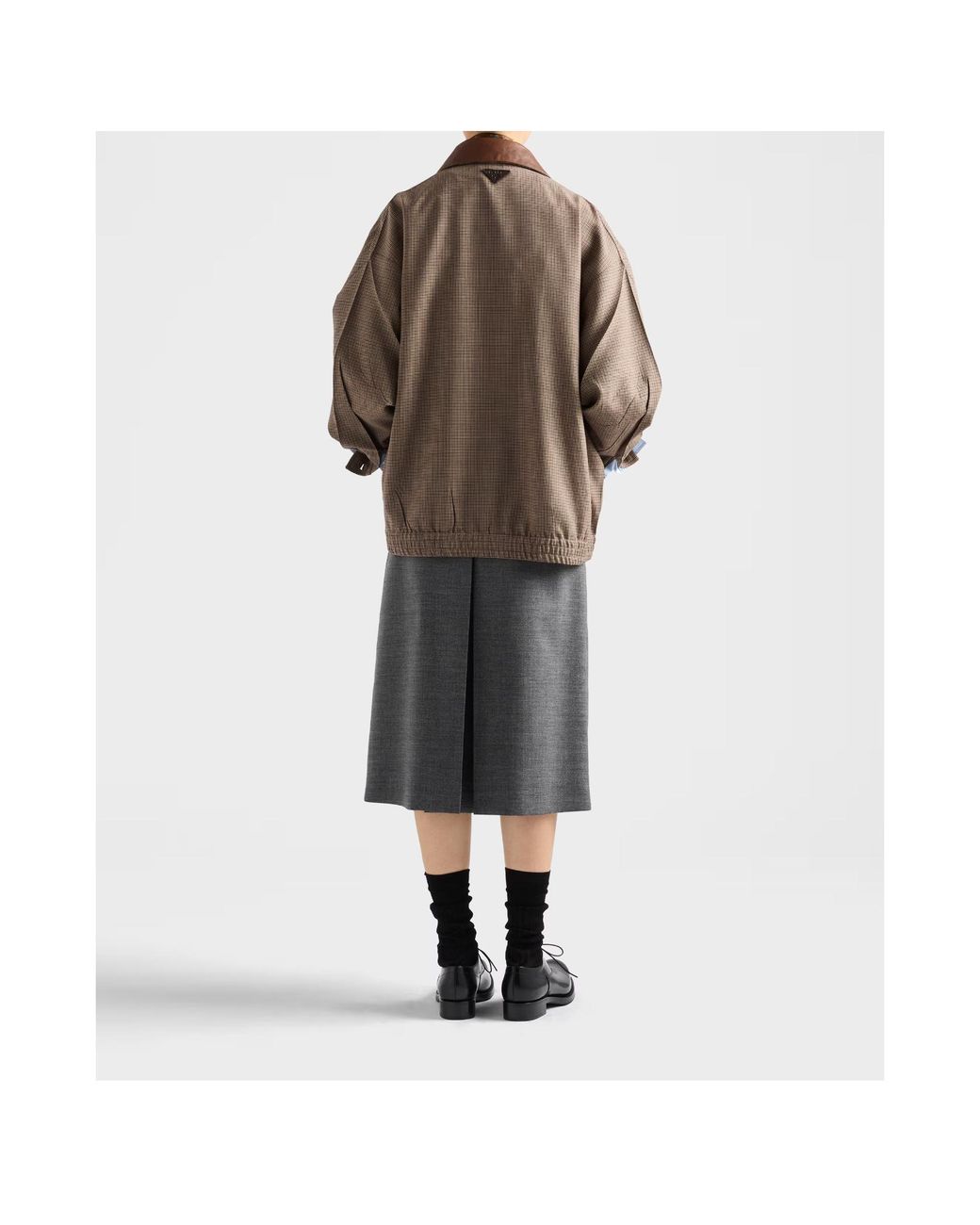 Prada Brown Embroidered Checked Jacket