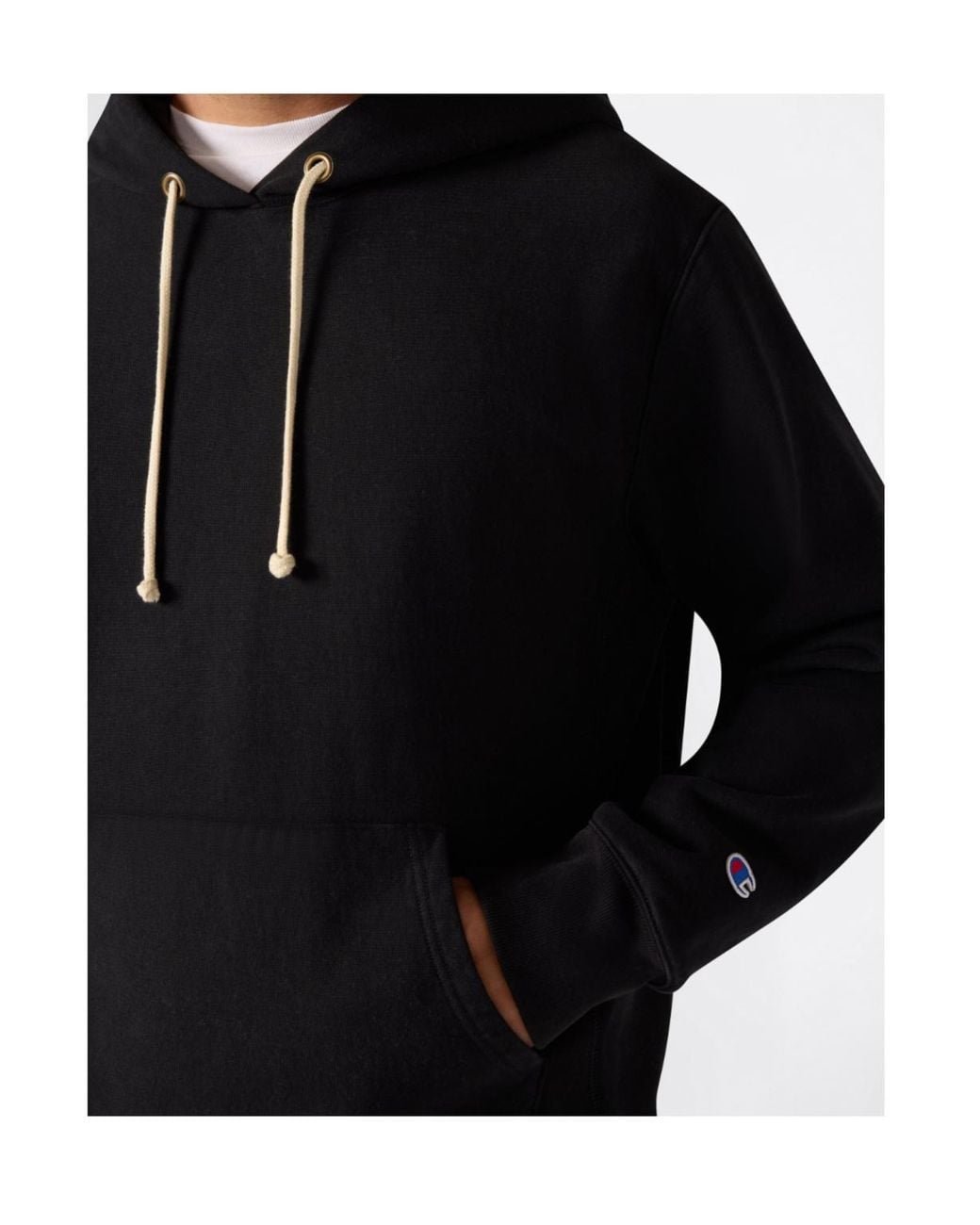 Champion Black Reverse Weave Hooded Hoodie for men