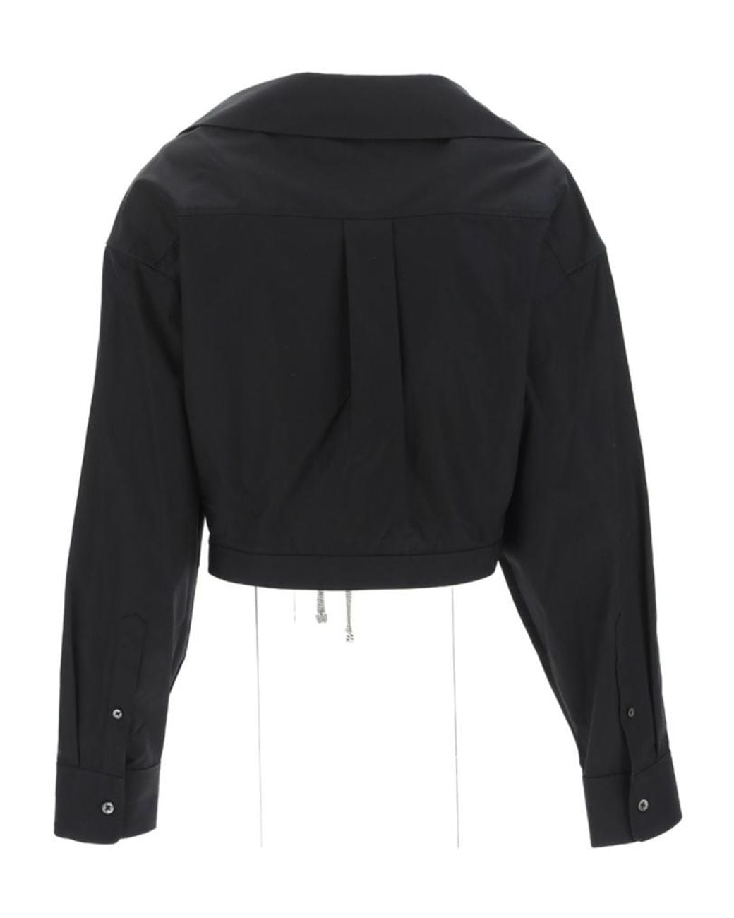 Alexander Wang Black Tie-Fastening Cropped Cotton Shirt
