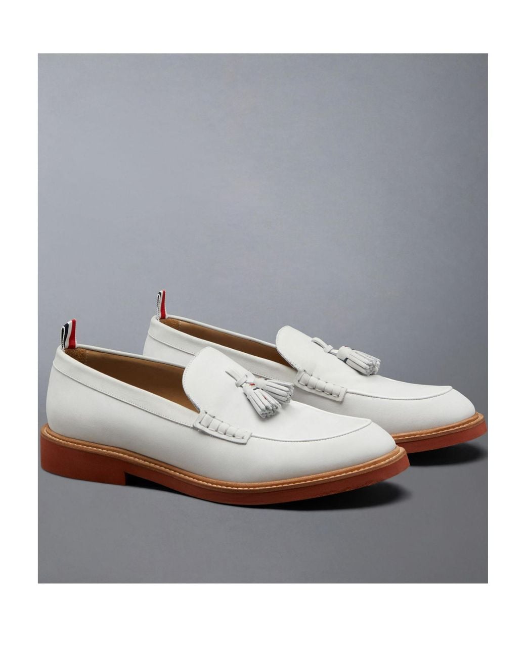 Thom Browne White Tasselled Leather Loafers for men