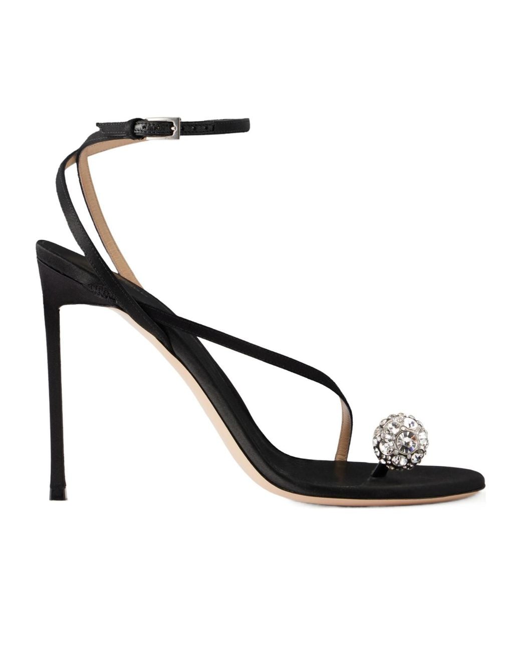 Tom Ford White Crystal-Embellished Leather-Trimmed Satin Sandals