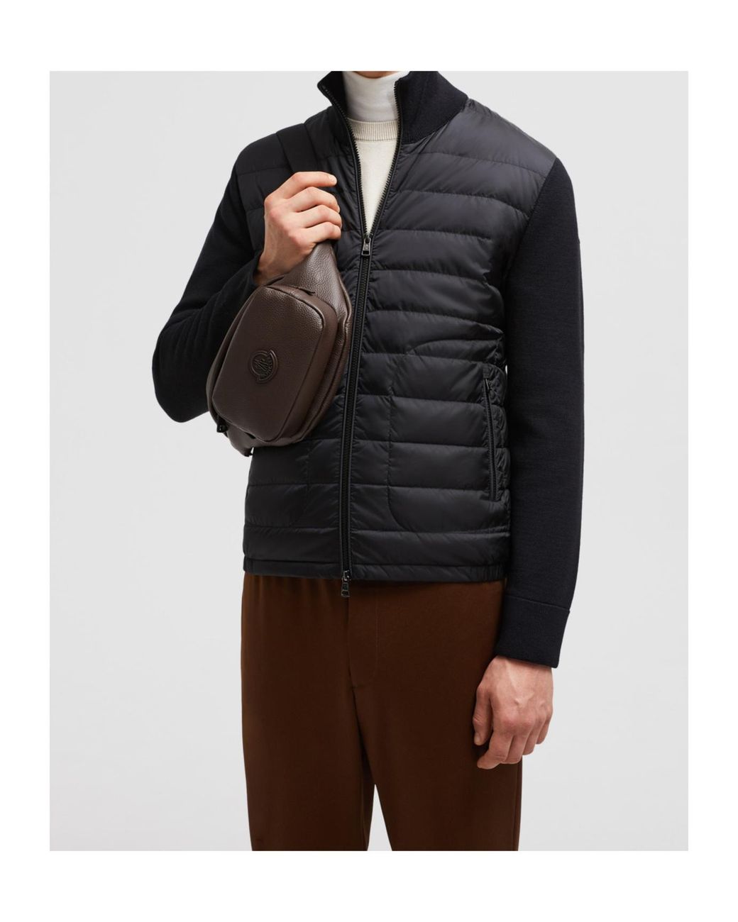 Moncler Black Zip-Up Padded Cardigan for men