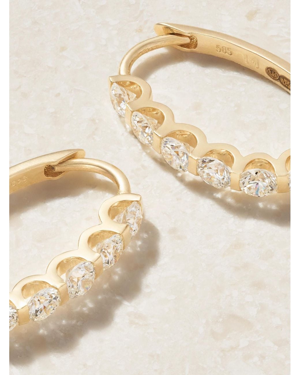 Ileana Makri Metallic 14-Karat Diamond Hoop Earrings