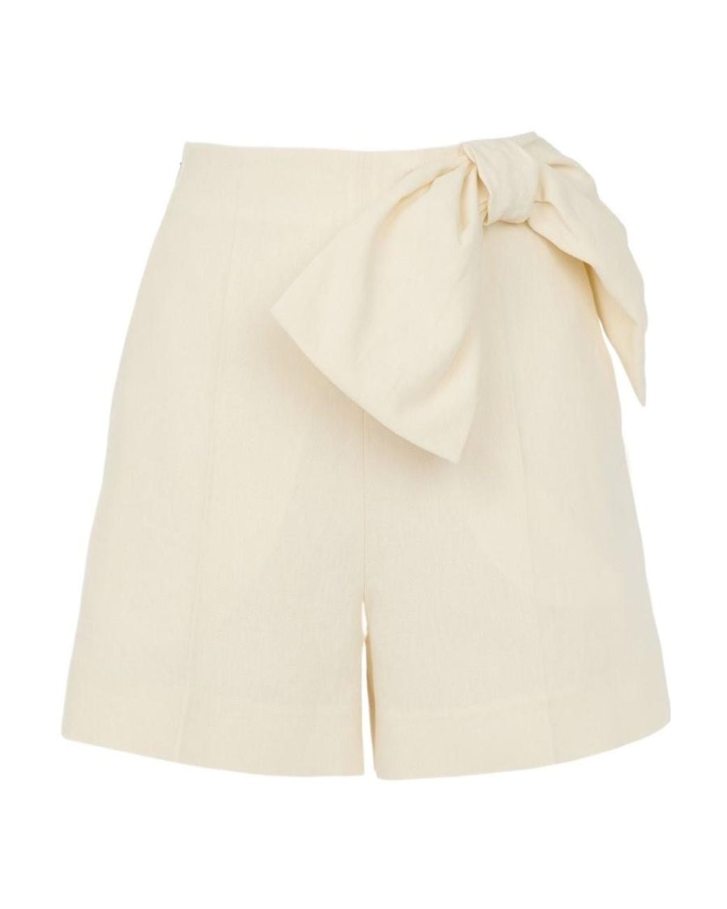 Chloé Natural Chloé Bow Detailed High-Rise Shorts