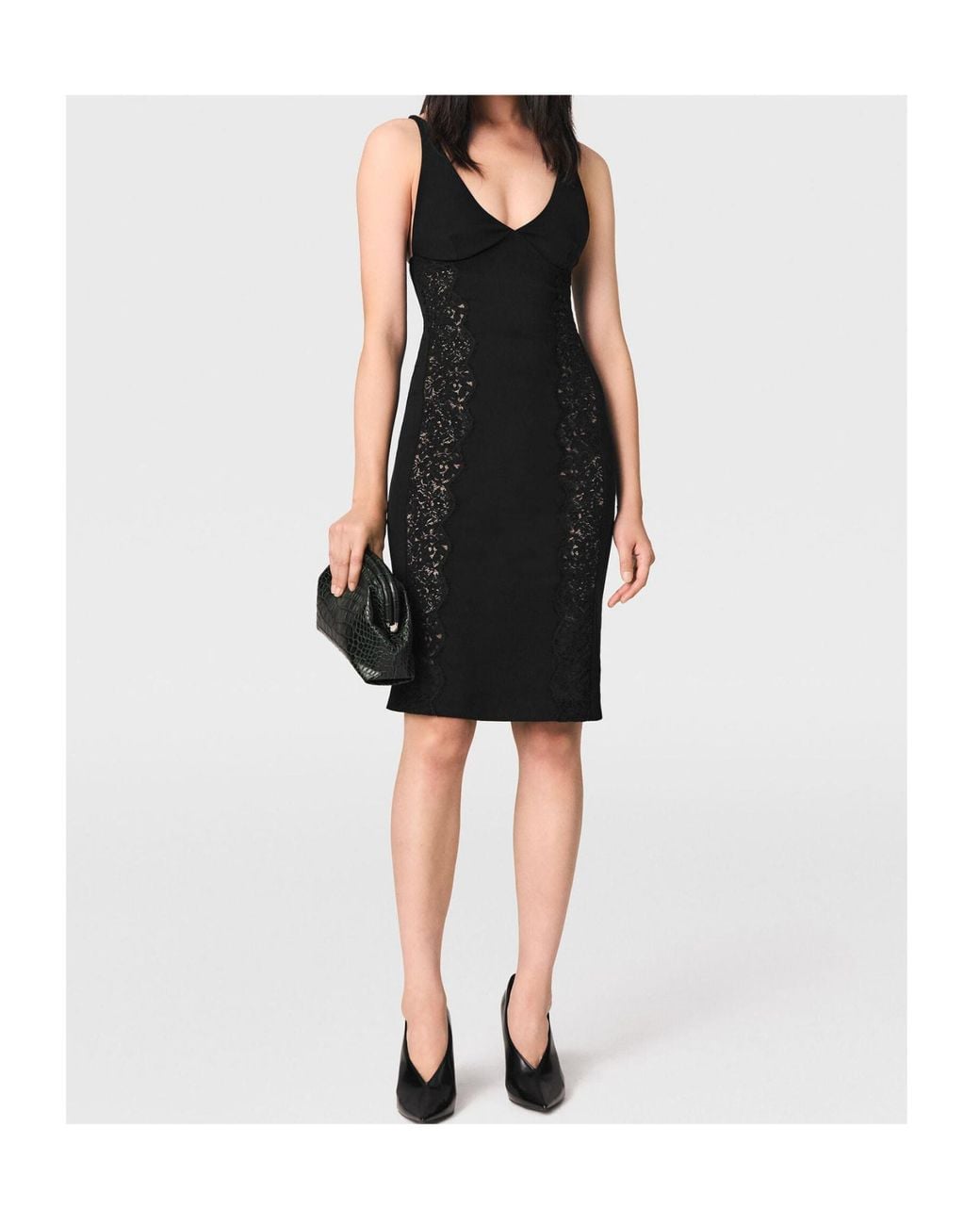 Stella McCartney Black Lace-Panel Midi Dress