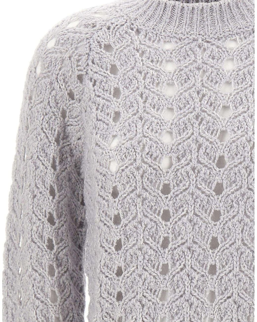 Eleventy Gray Openwork Cable Knitted Sweater