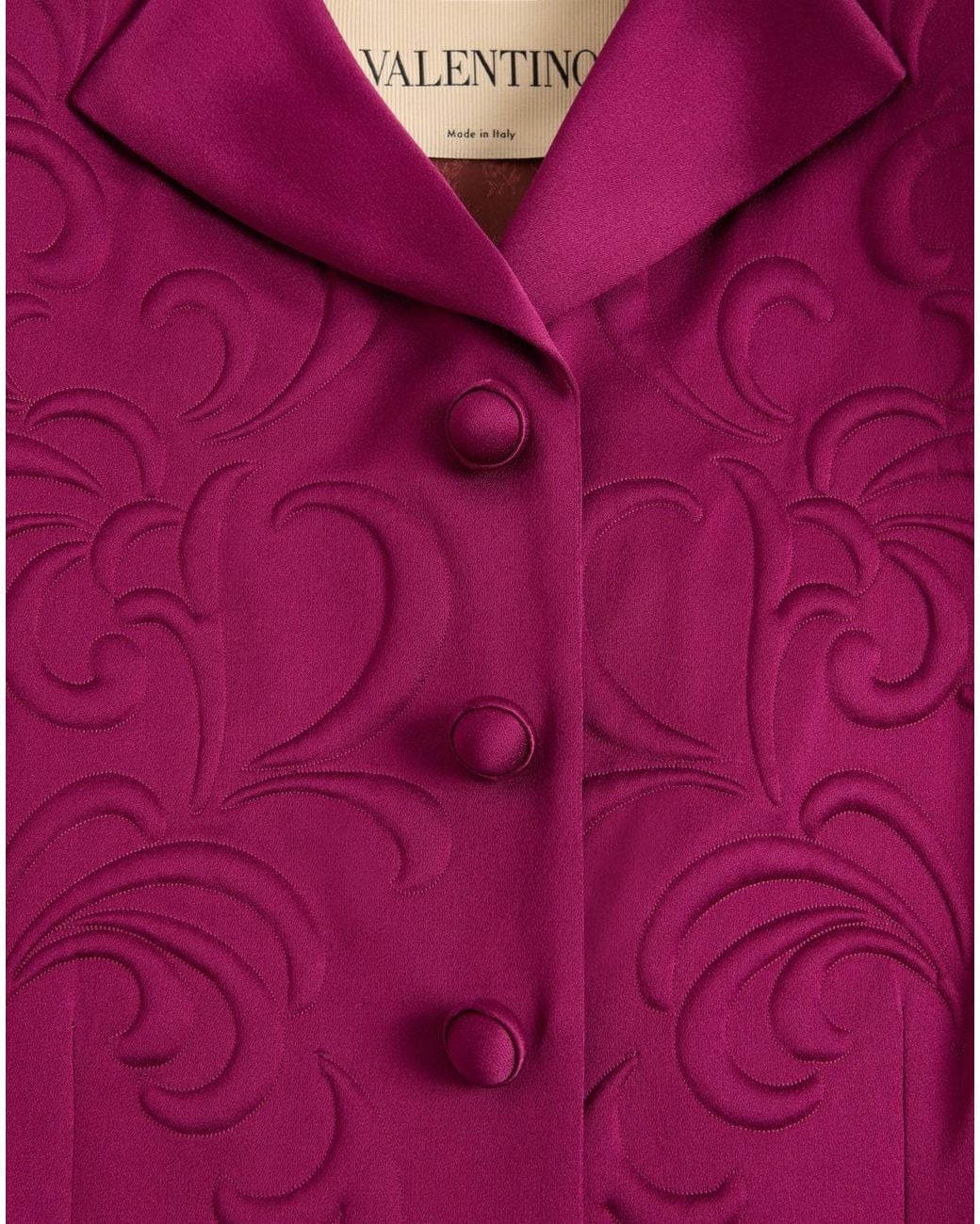 Valentino Pink Embroidered Satin Cady Caban Coat