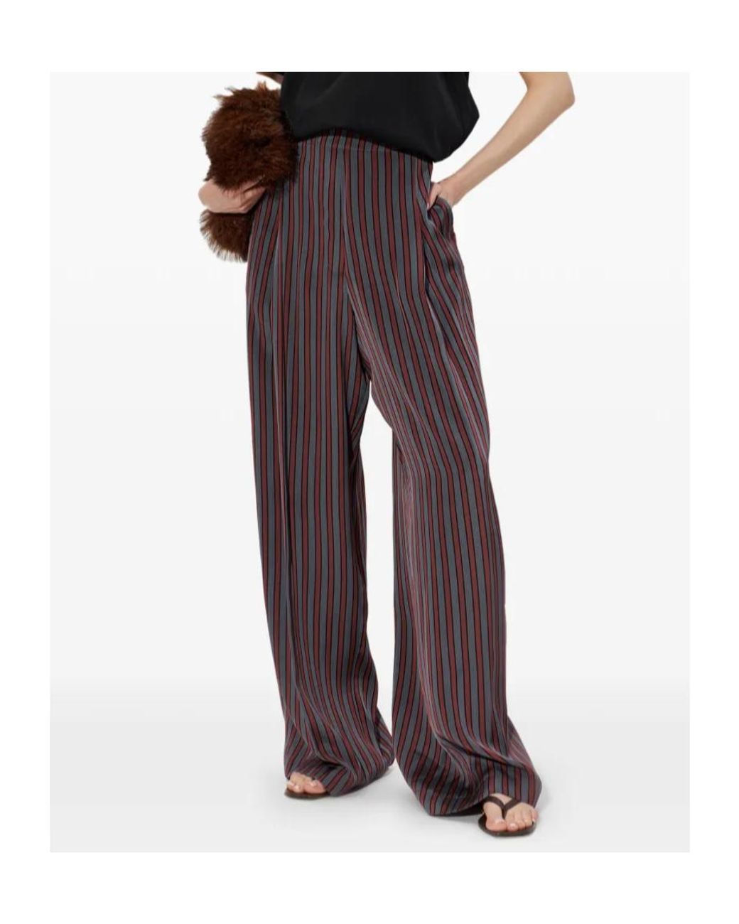 Dries Van Noten Purple Striped Casual Pants