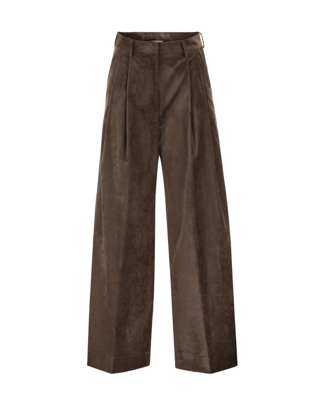 Antonelli Brown Pleated Wide-Leg Pants