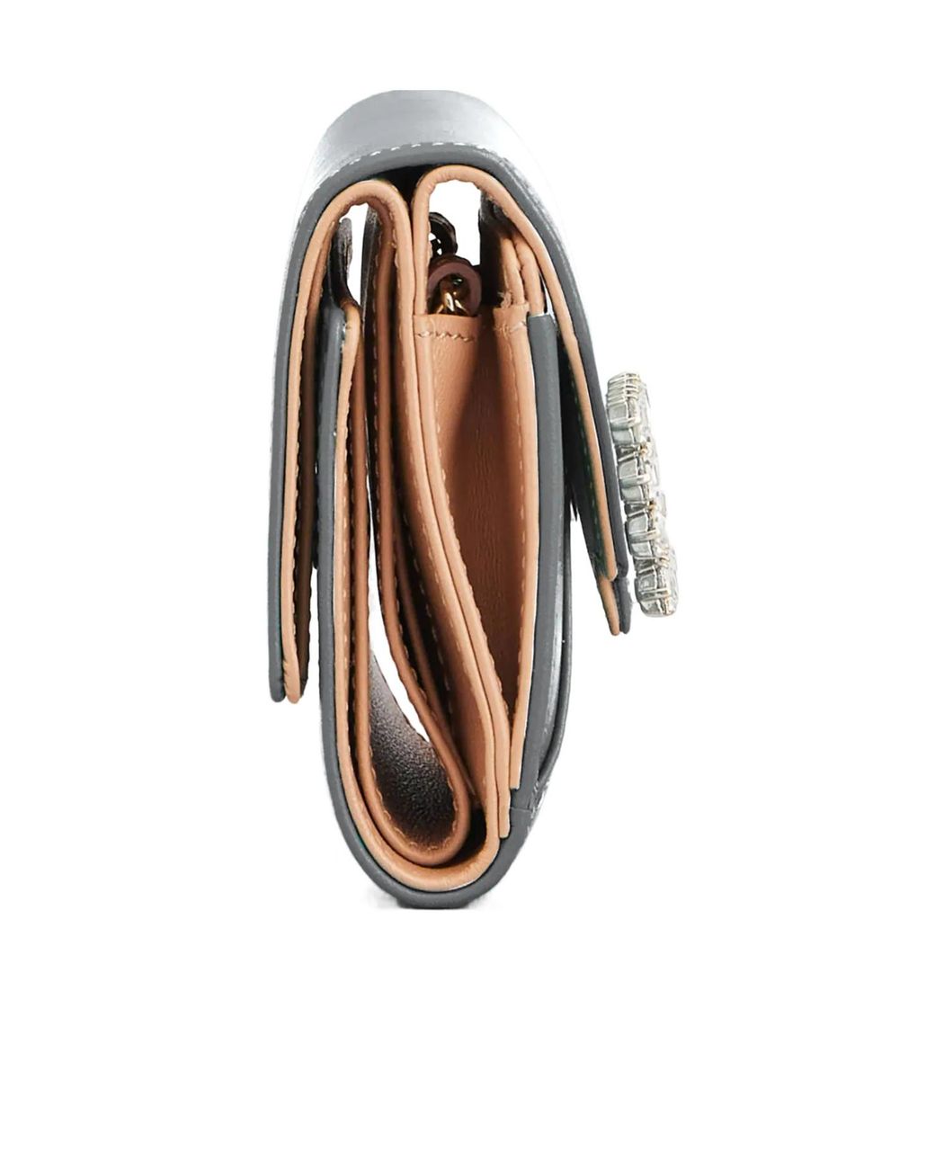 Roger Vivier White Gem-Embellished Chain Wallet