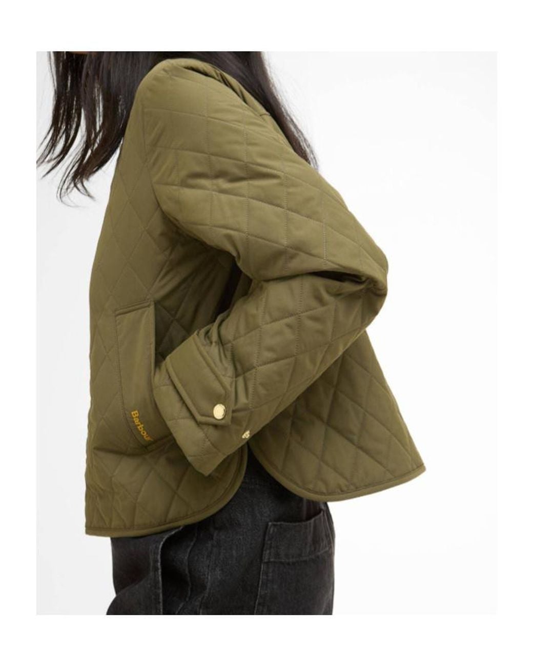 Barbour Green Diamond-Quilted Zip Jacket