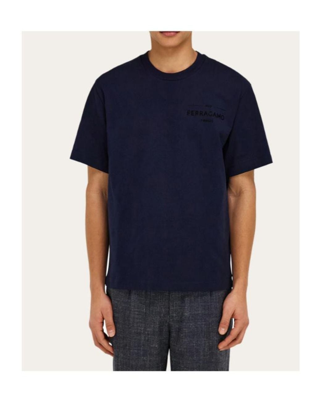 Ferragamo Blue T-Shirts With Logo for men