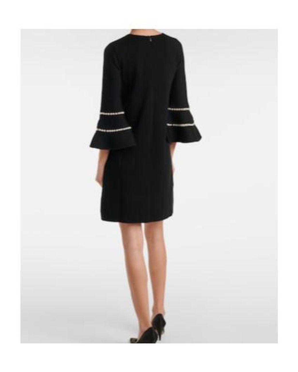Carolina Herrera Black Embellished Wool-Blend Minidress