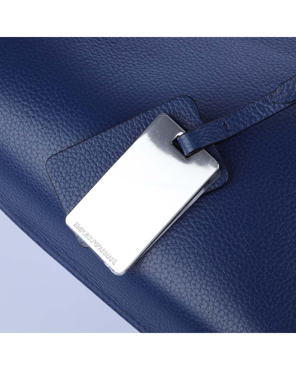 Emporio Armani Blue Leather Shopper Bag
