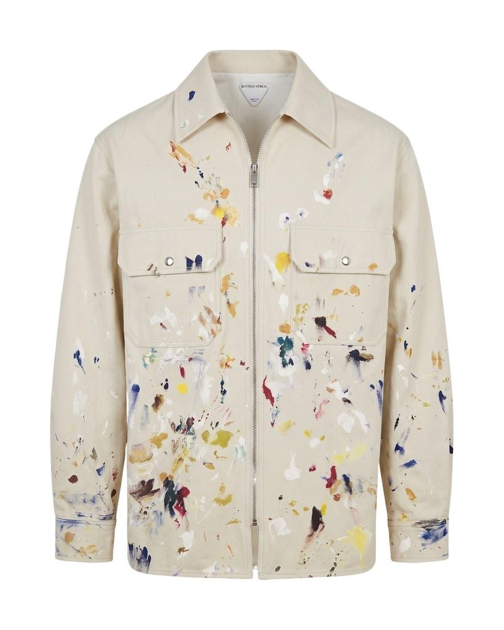 Bottega Veneta White Printed Zipped Overshirt for men