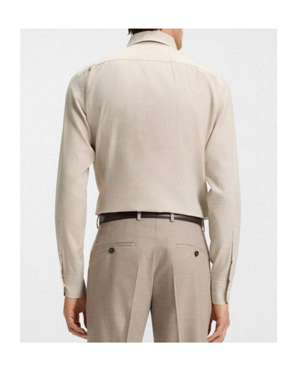 Boss White Long-Sleeved Button-Up Shirt for men