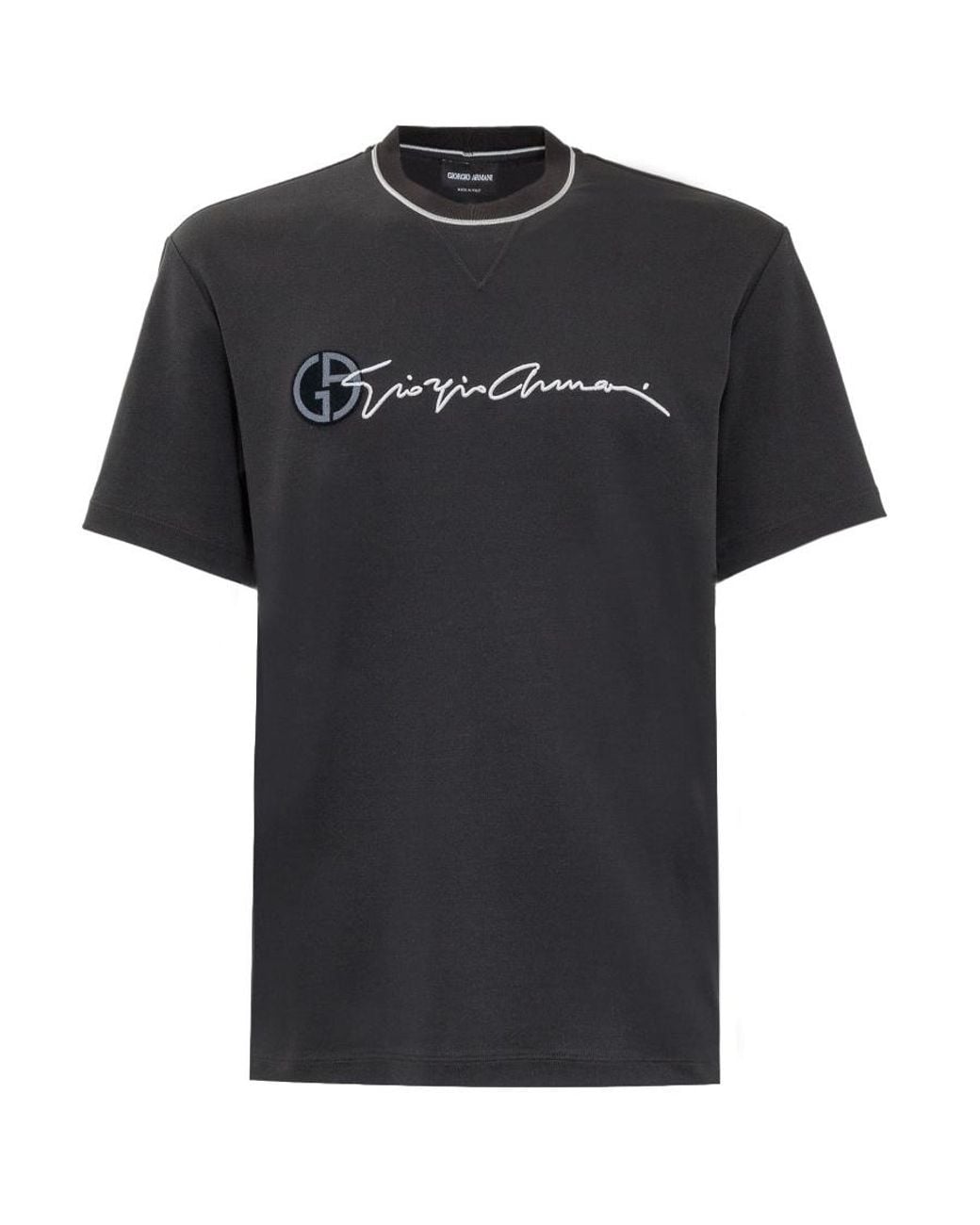 Giorgio Armani Blue Logo Printed Short Sleeved T-Shirt for men