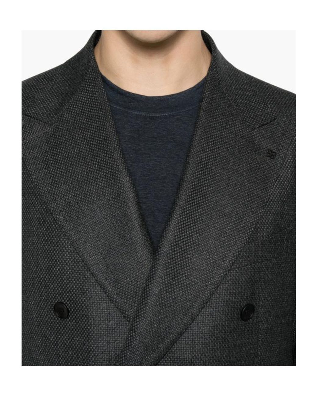 Tagliatore Black Double-Breasted Suit Jacket for men