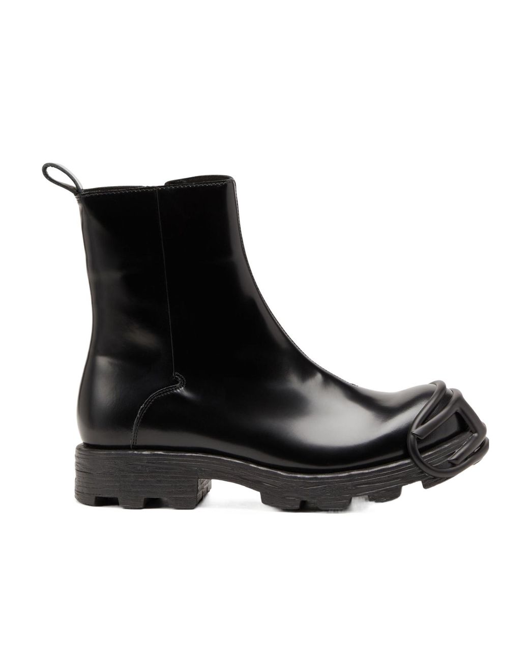 DIESEL Black D-Hammer Round-Toe Ankle Boots for men