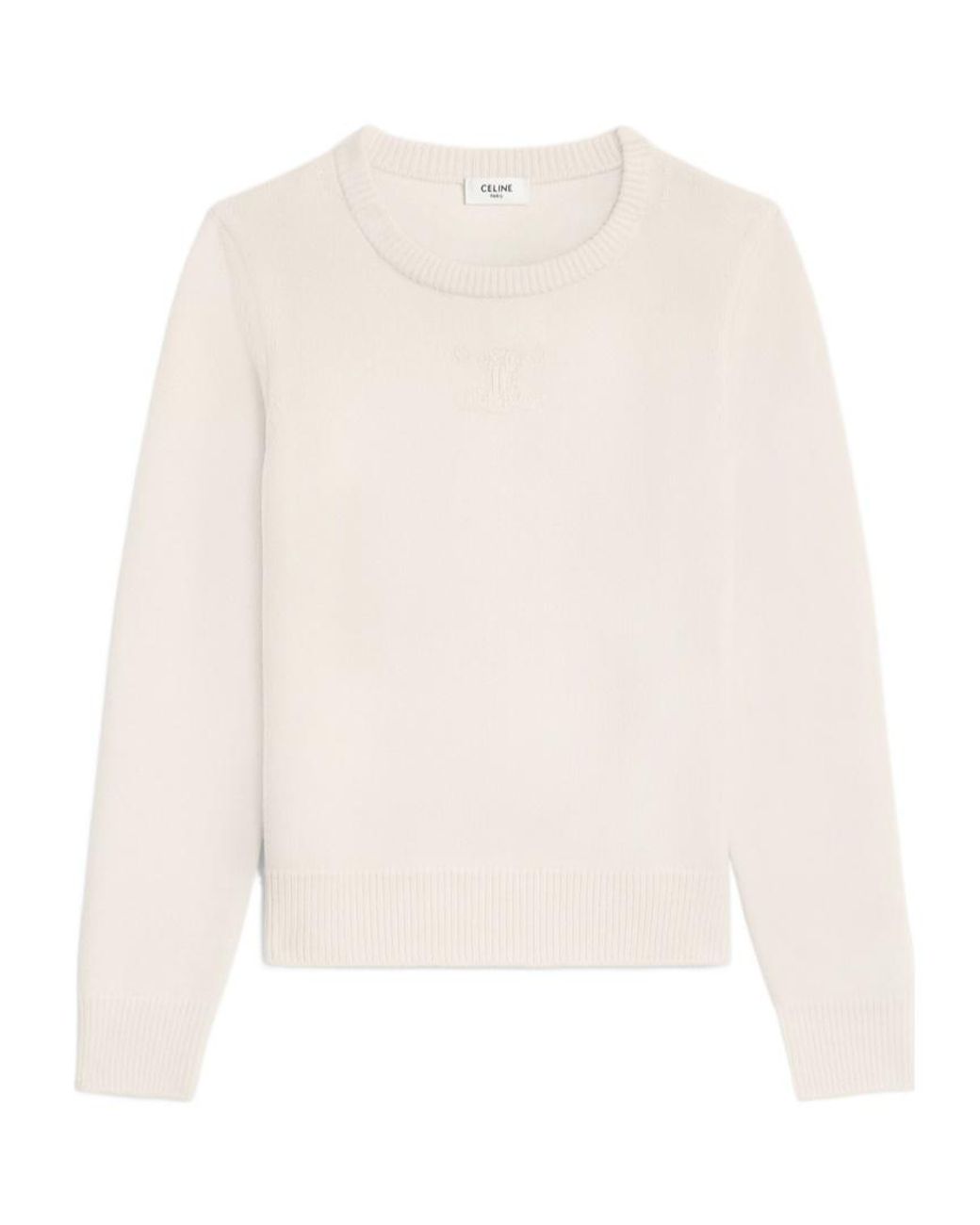 Céline White Crew Neck Sweater
