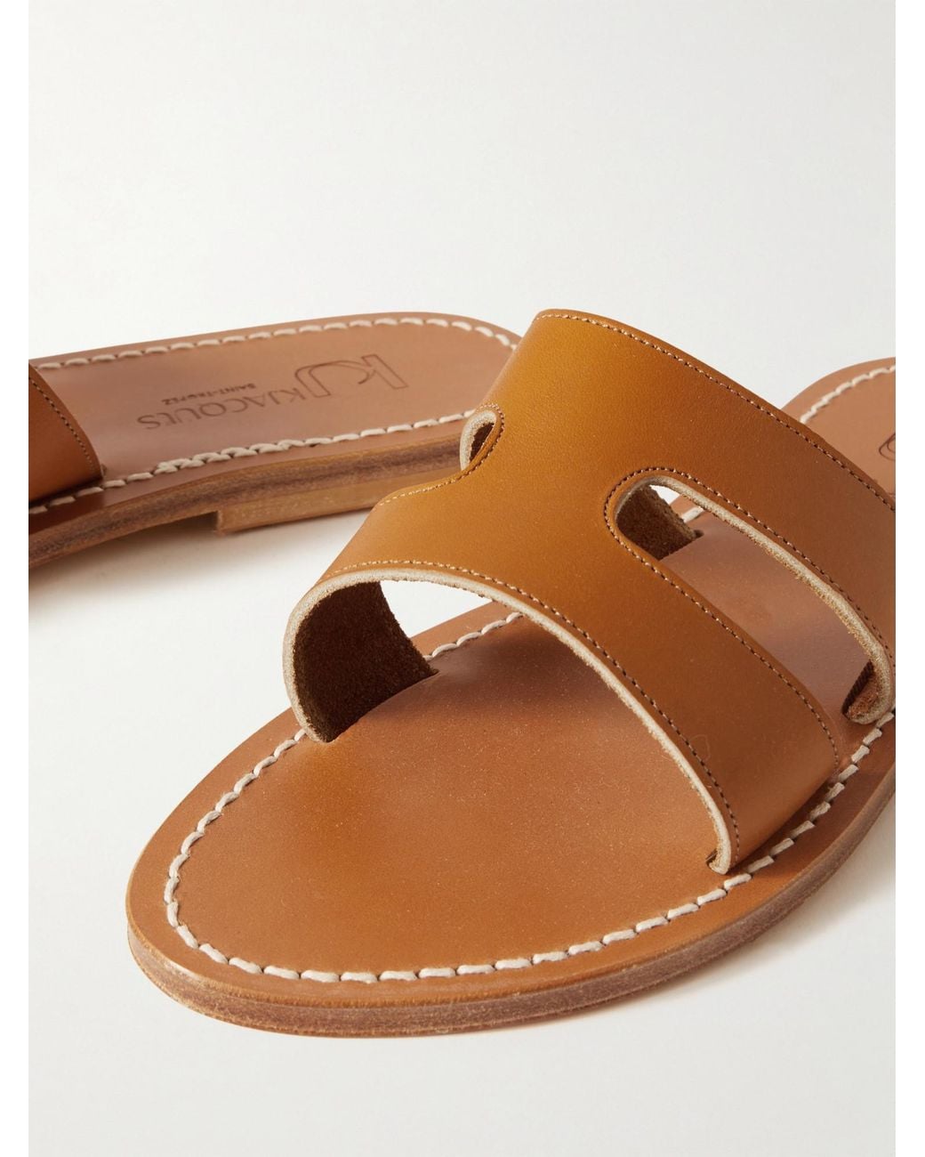 K. Jacques Brown Handmade Leather Slides