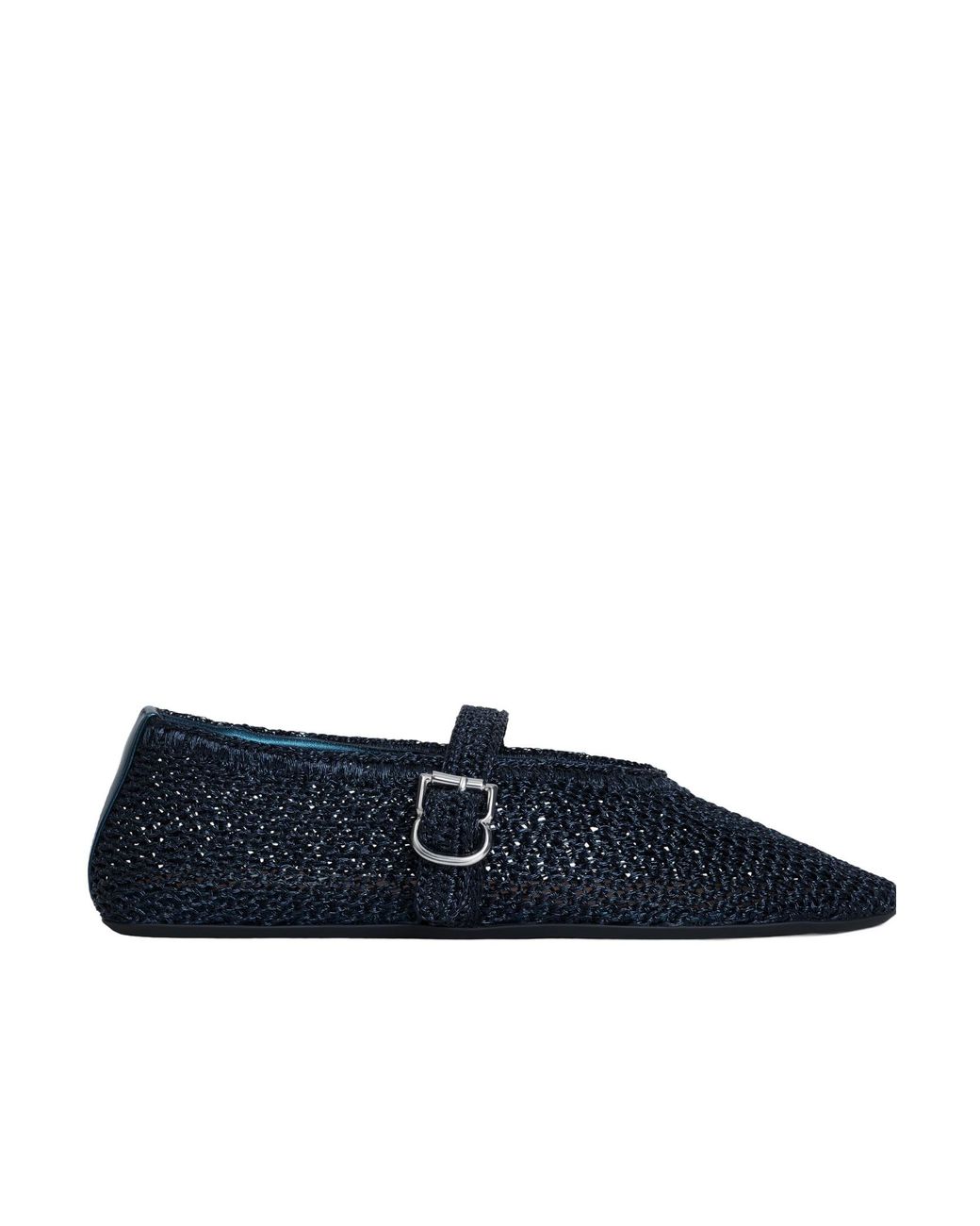 Alaïa Blue Alaïa Buckled Knitted Ballet Flats