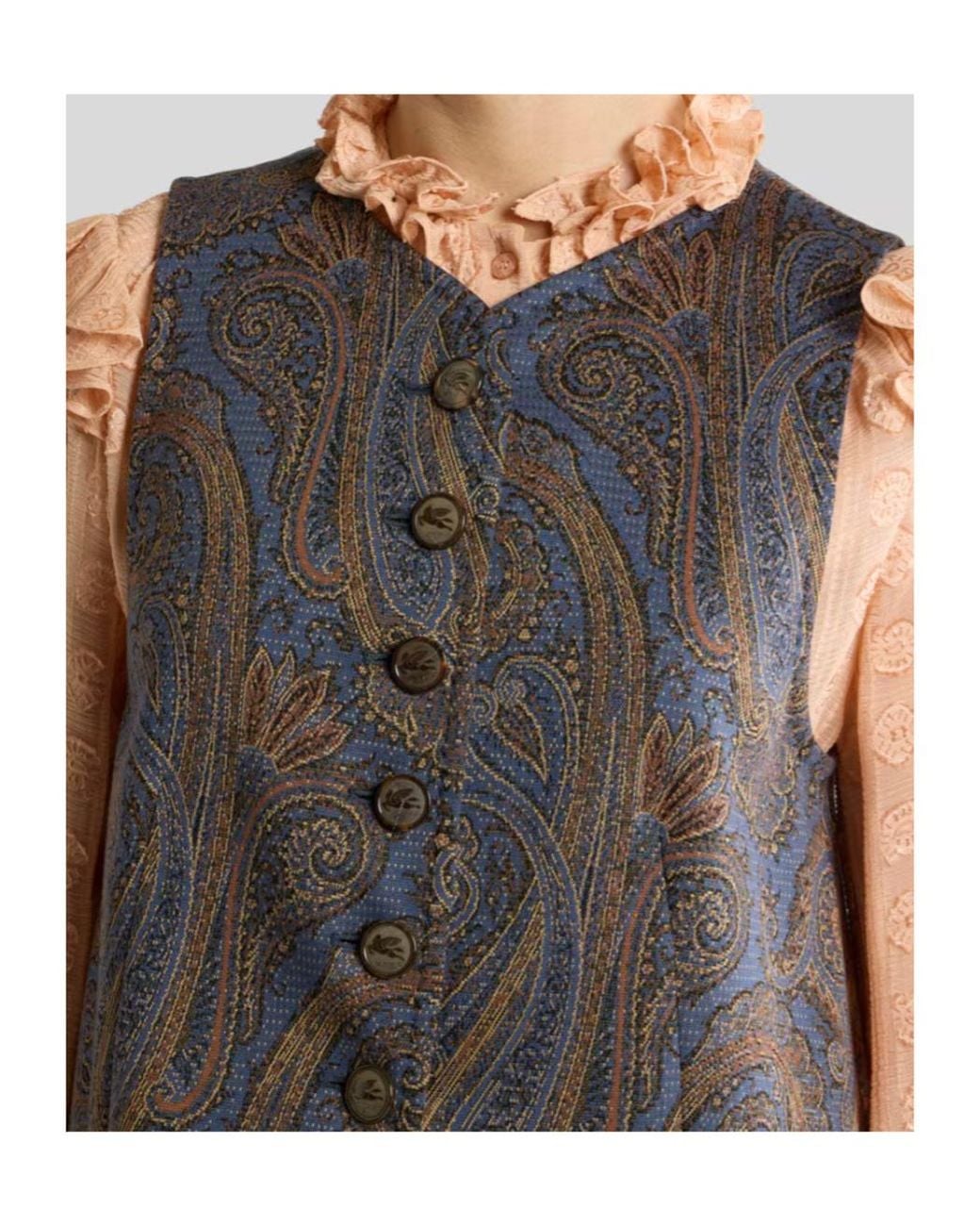 Etro Gray Paisley Motif Jacquard Waistcoat