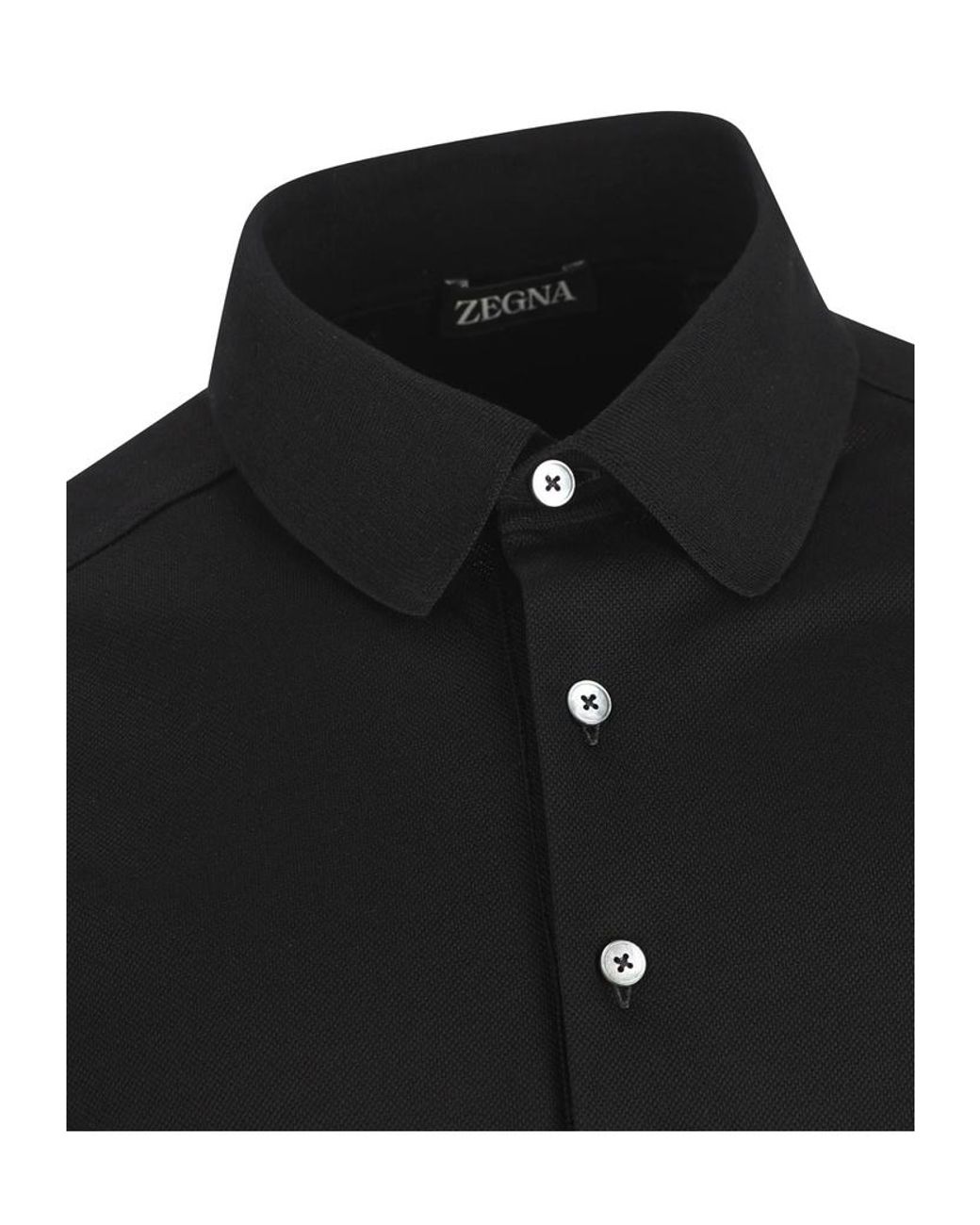Zegna Black Short-Sleeve Piqué Polo Shirt for men