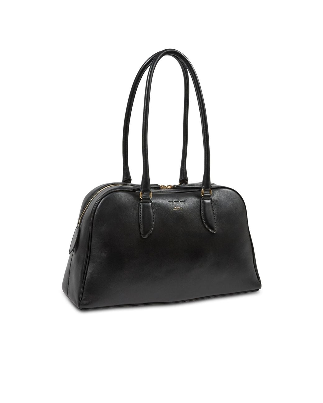 A.P.C. Black Logo-Print Leather Tote Bag