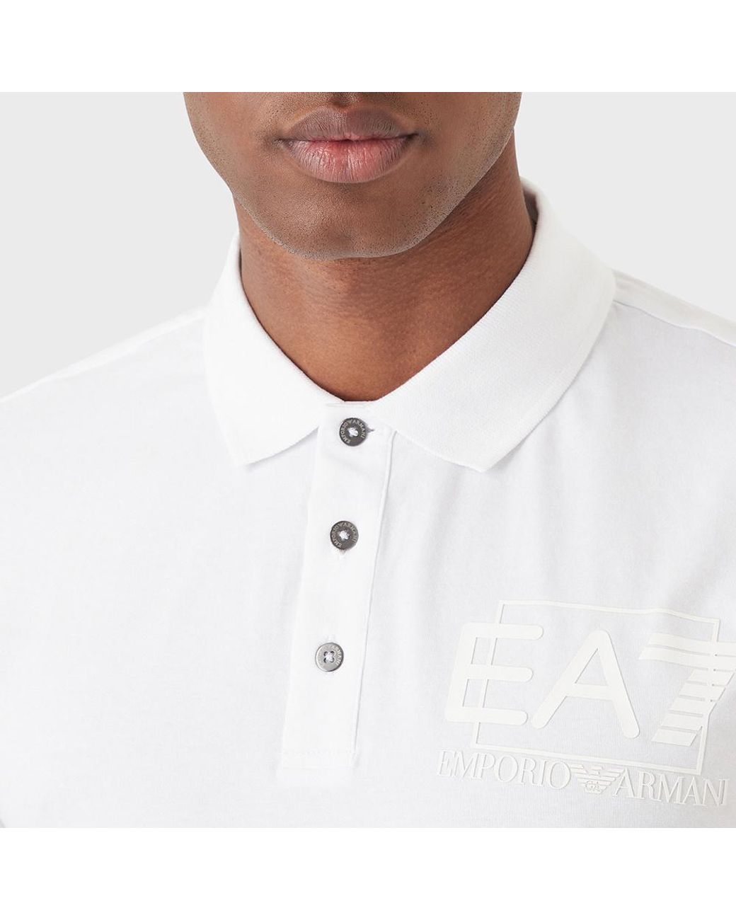EA7 White Color Collision Logo Polo Shirt for men