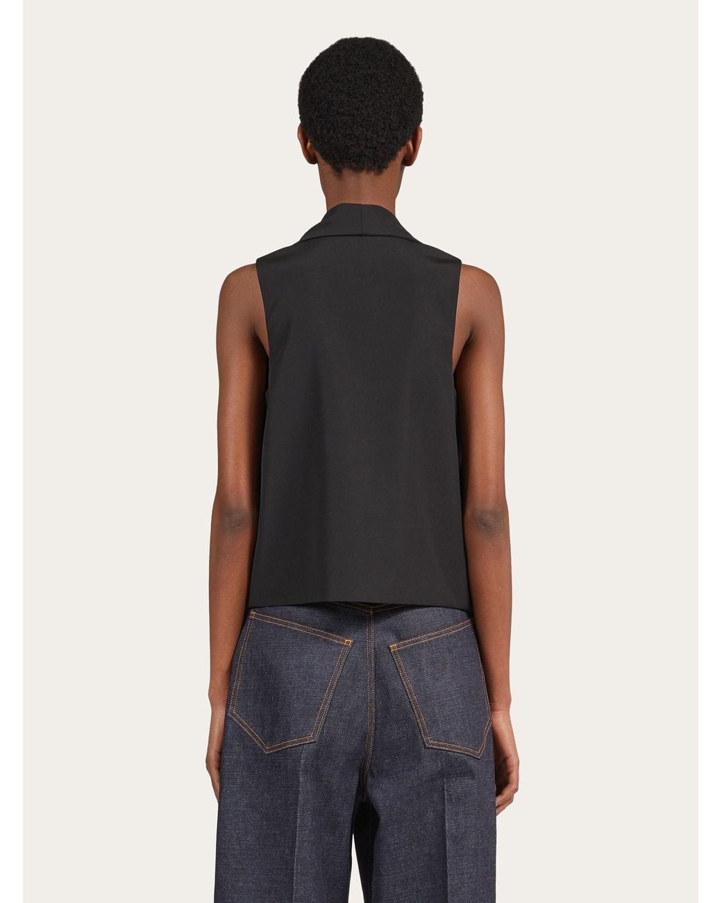 Ferragamo Black Ferragamo Pointed Hem Straight Cut Back Waistcoat