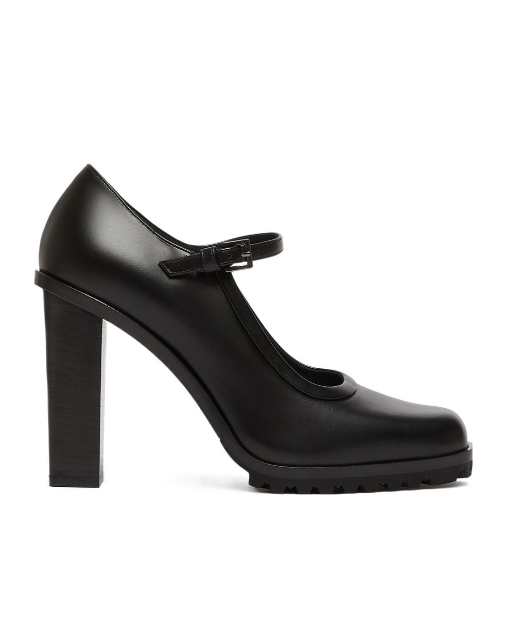 Max Mara Black Mary Buckle-Strap Block Heel Pumps