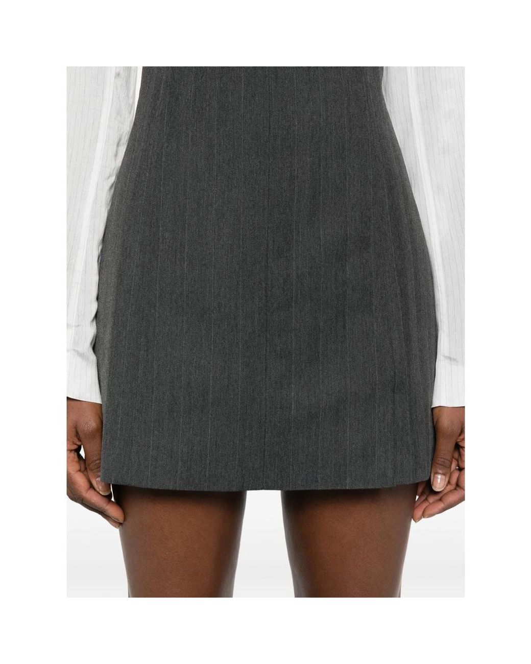 Our Legacy Gray Firm Pinstripe Panelled Mini Dress