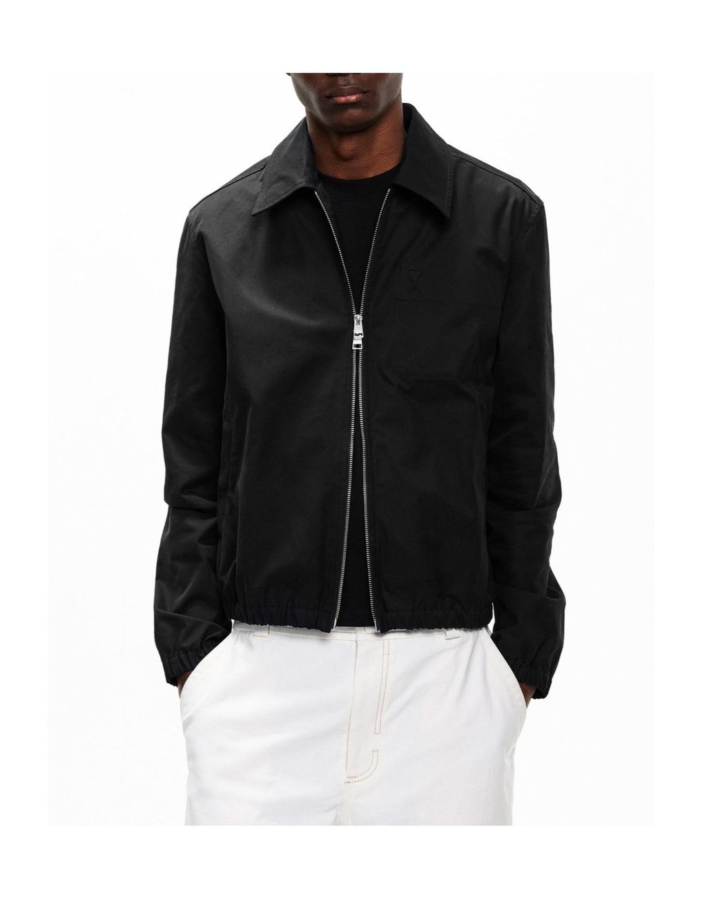 AMI Black Minimalist Cropped Jacket for men