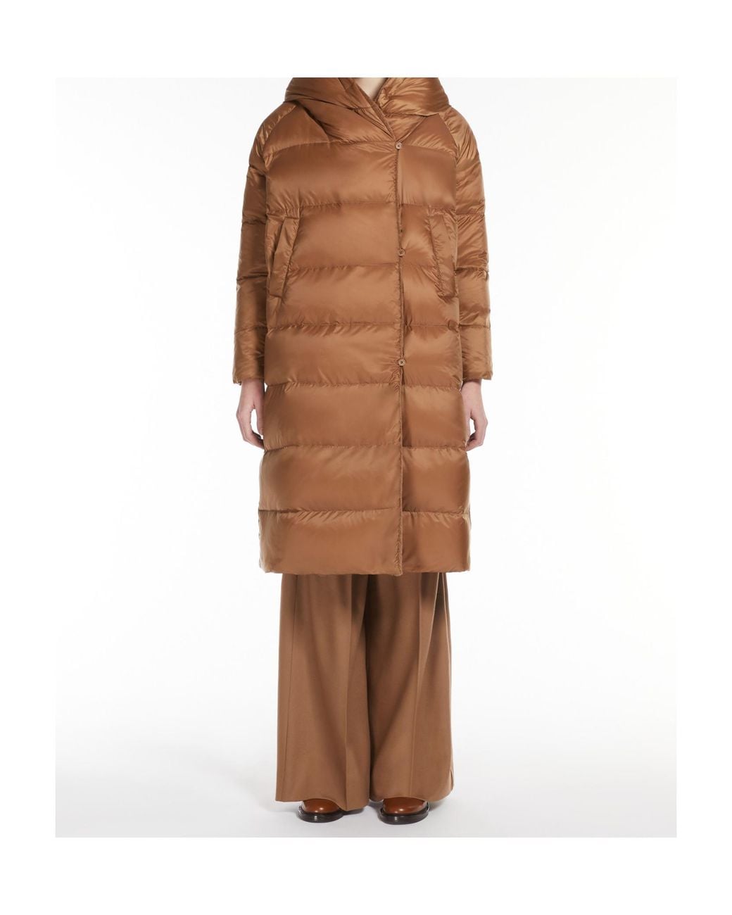 Max Mara Brown The Cube Buttoned Long-Sleeved Reversible Coat