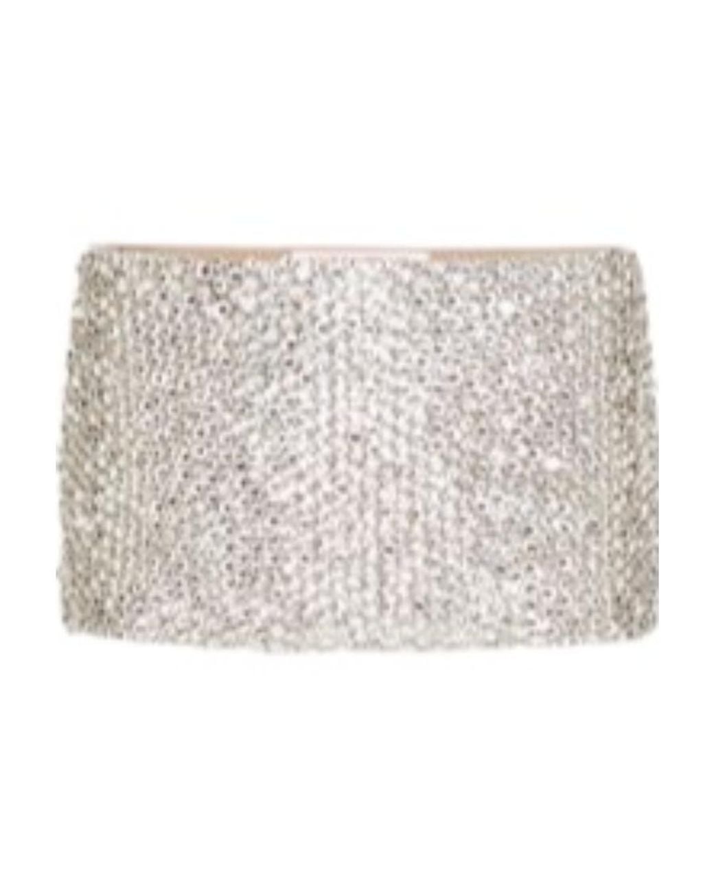 Valentino Natural Embroidered Organza Mini-Skirt