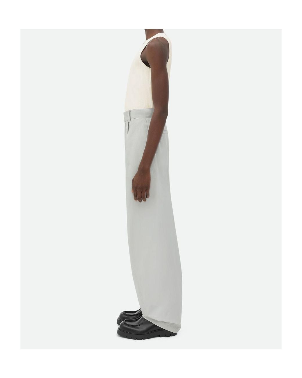 Bottega Veneta Gray Technical Wide Leg Trousers for men
