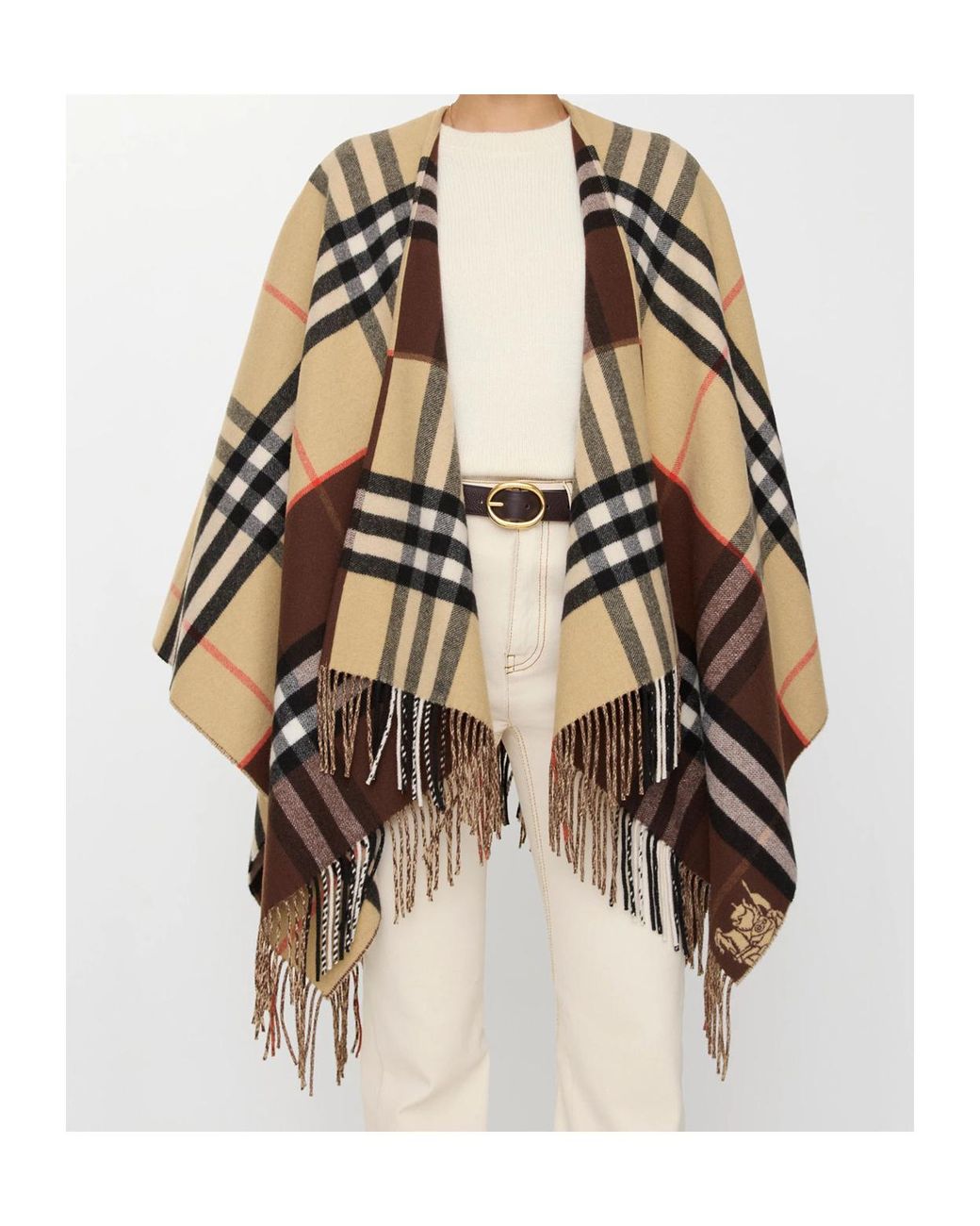 Burberry Multicolor Checkered Fringed Cape