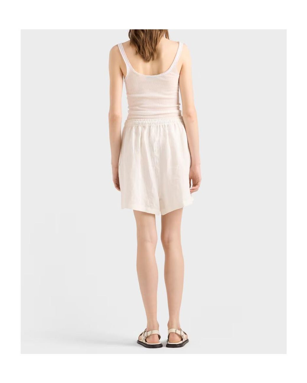 Prada White Embroidered Slubbed Shorts