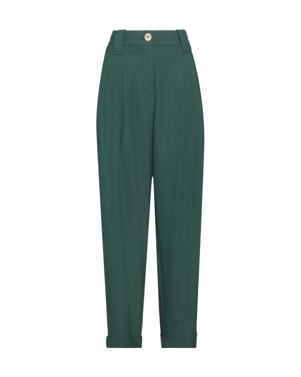 Ganni Green Loose Straight-Leg Pants